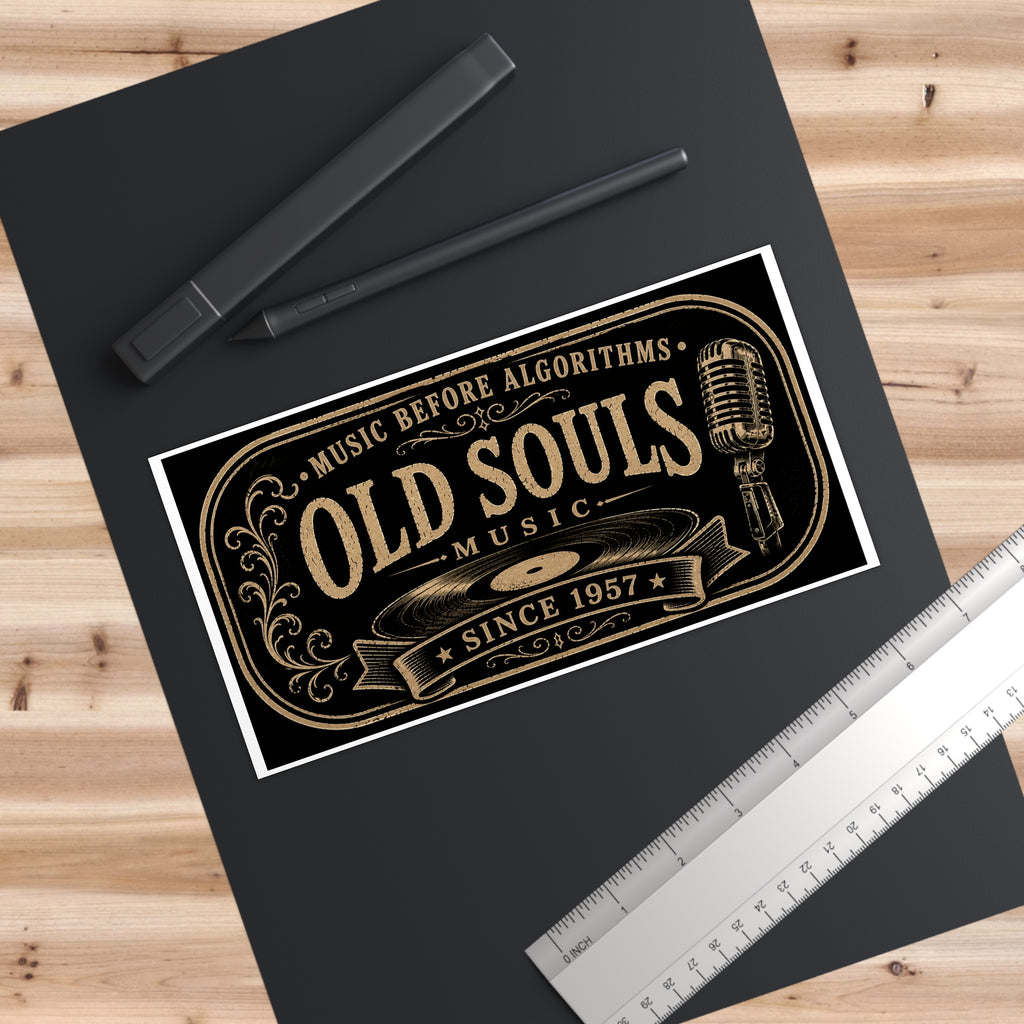 Old Souls Music Guitar Case Sticker — “Music Before Algorithms” Vintage Microphone Design