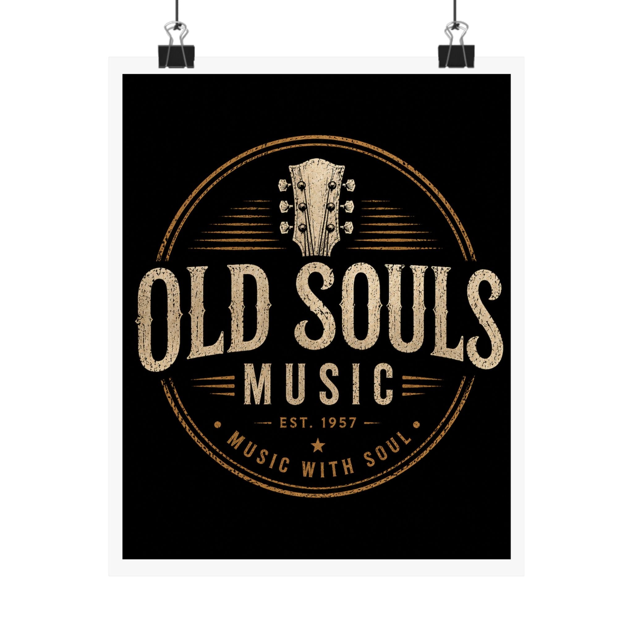 Old Souls Music Poster — Vintage Guitar Matte Vertical Wall Art