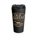 Old Souls Music Stainless Steel Travel Mug — Vintage Microphone & Vinyl Design (Since 1957)