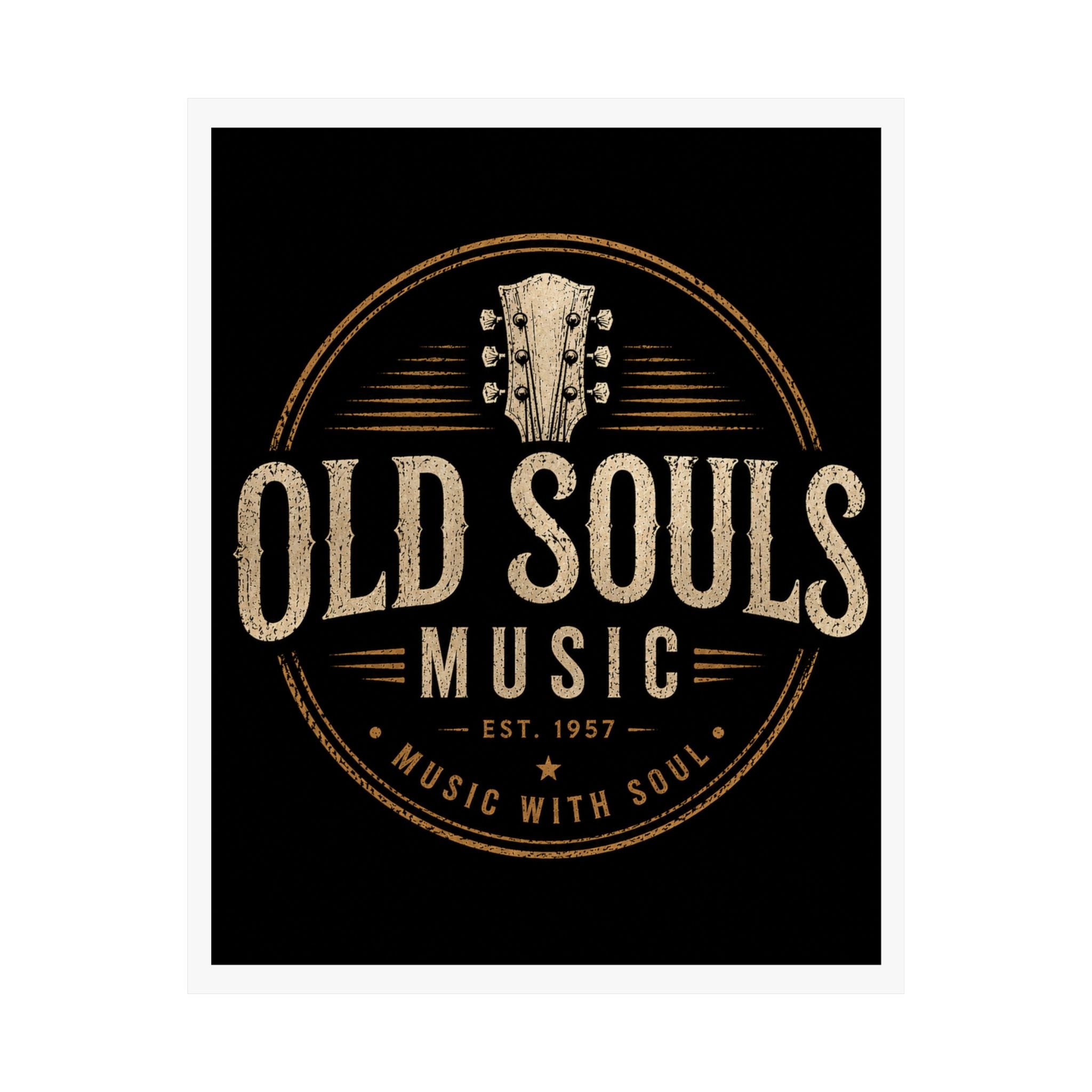 Old Souls Music Poster — Vintage Guitar Matte Vertical Wall Art